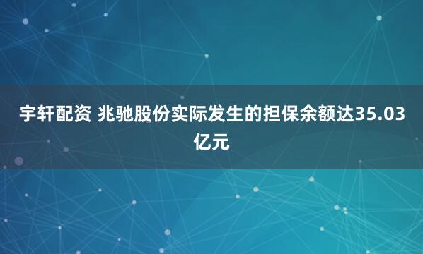 宇轩配资 兆驰股份实际发生的担保余额达35.03亿元